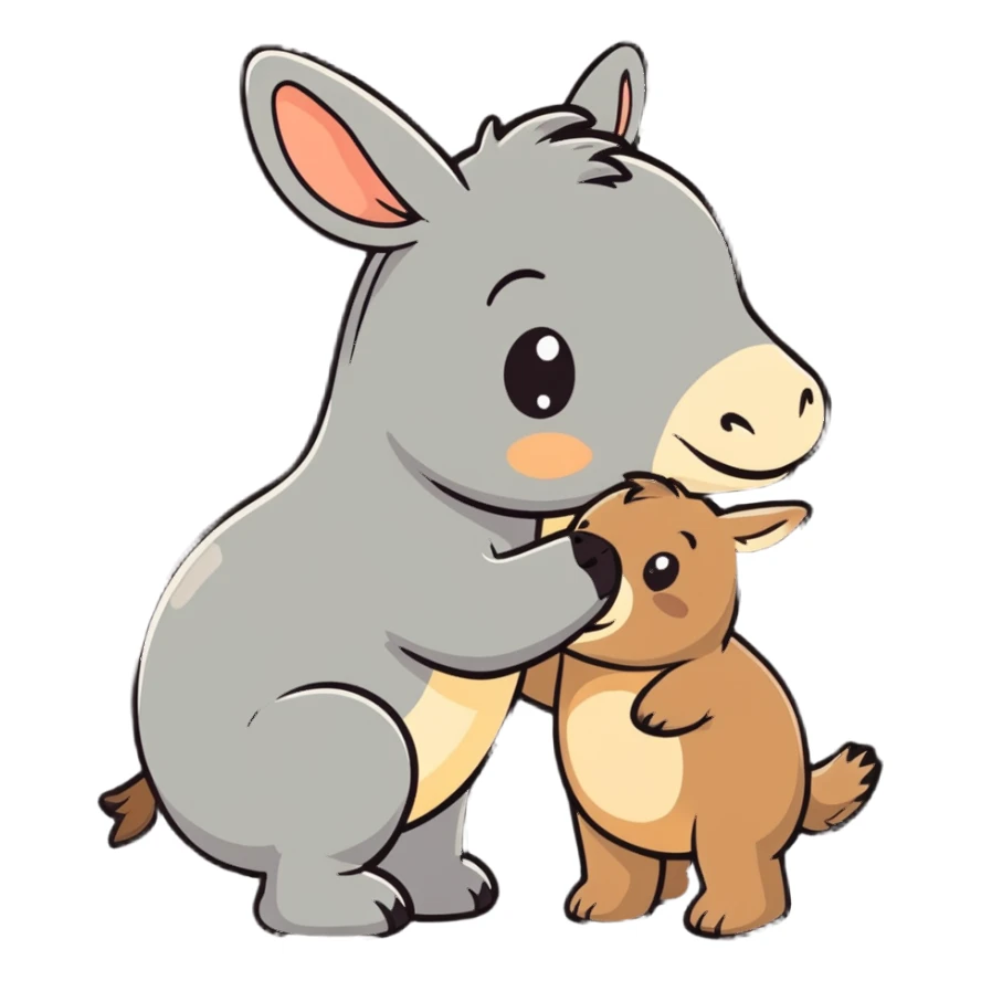 a donkey kissing an otter sticker