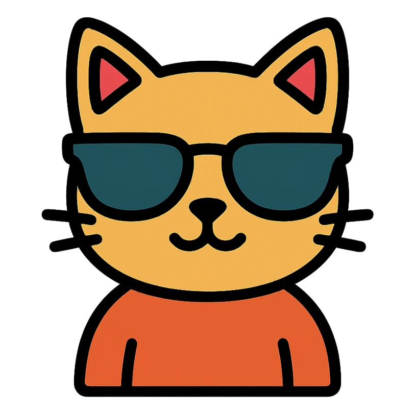 cat wearing sunglasses colored icon sticker