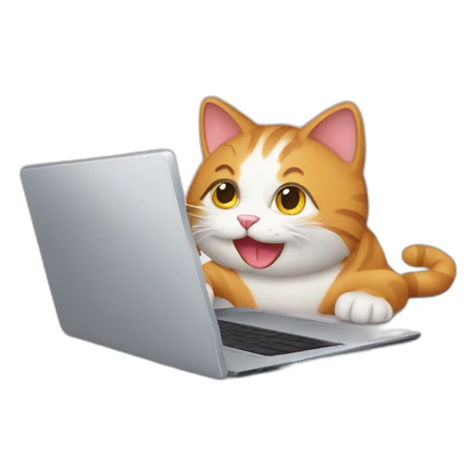 Cat with laptop  sticker