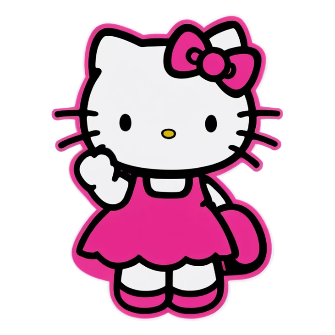 Hello kitty waving pink sticker