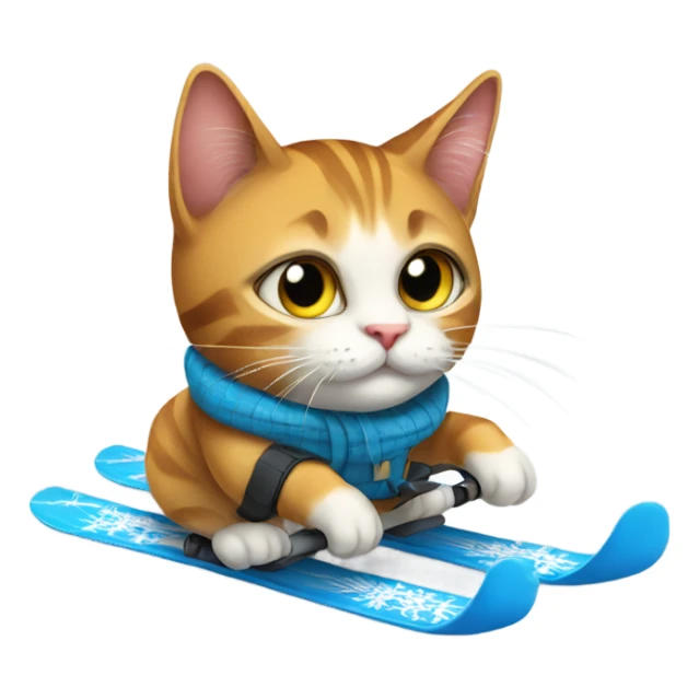 Cat on skis sticker