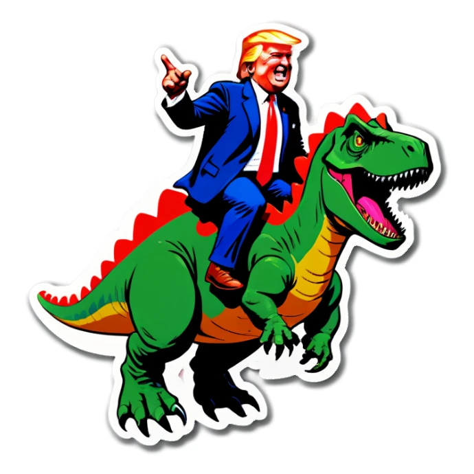 Trump riding dinosaur sticker