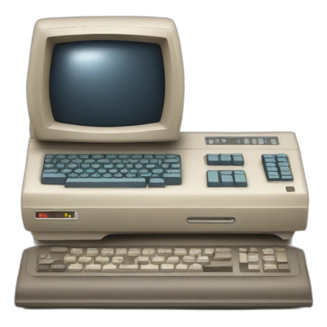 retro computer | text "Oldschool Computer" | gear on the bottom left sticker