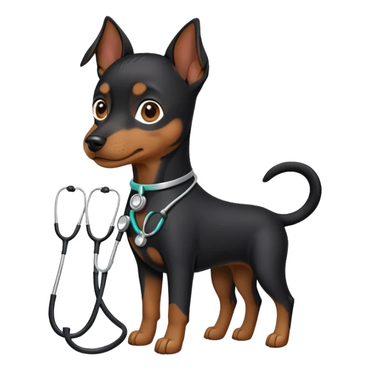 blabk pinscher mini with stethoscope
 sticker