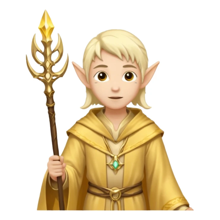 {
      "type": "human",
      "look": "light elf healer, golden robe, staff",
      "description": "a light elf healer wearing a golden robe and holding a staff"
    } sticker