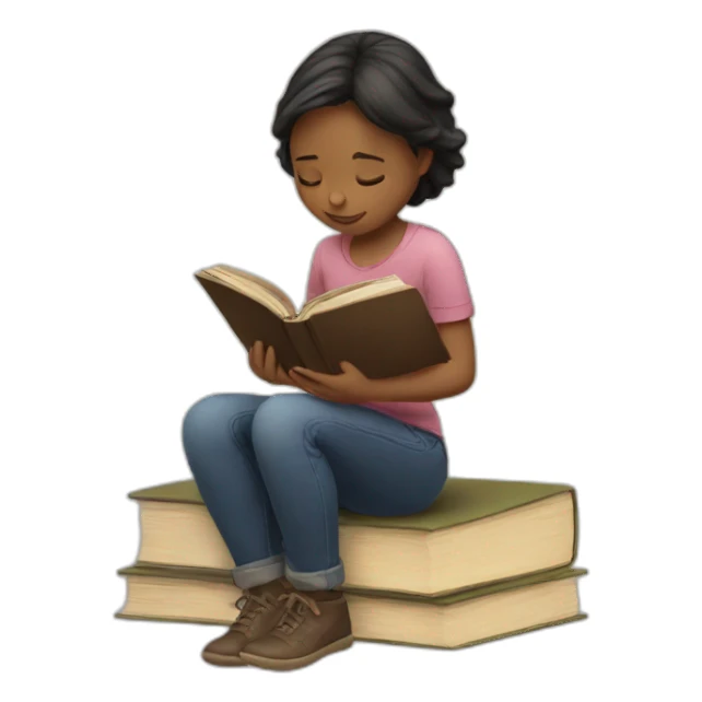 girl reading book sticker
