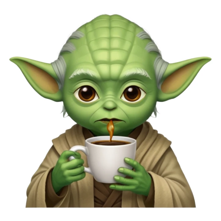 yoda drinking coffee sticker