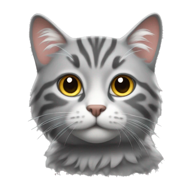 Fluffy grey tabby cat sticker