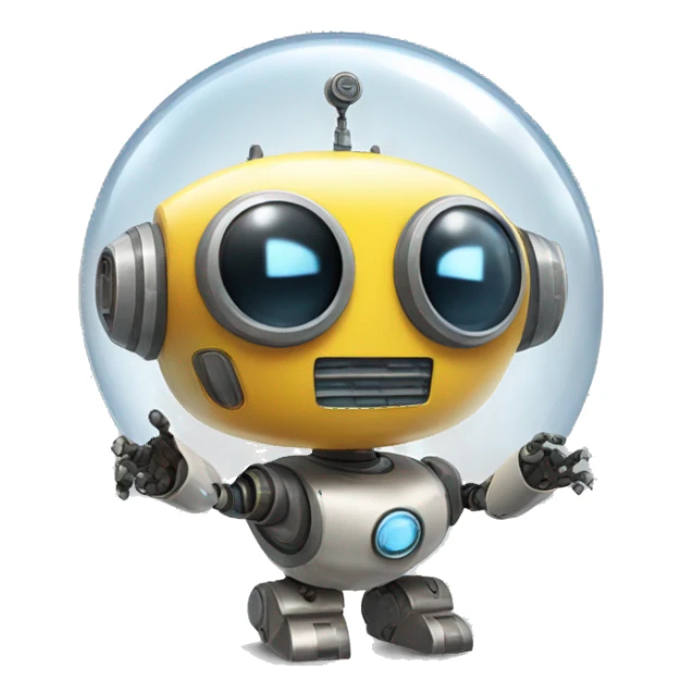 a friendly robot that says the text "paolo" in a bubble sticker