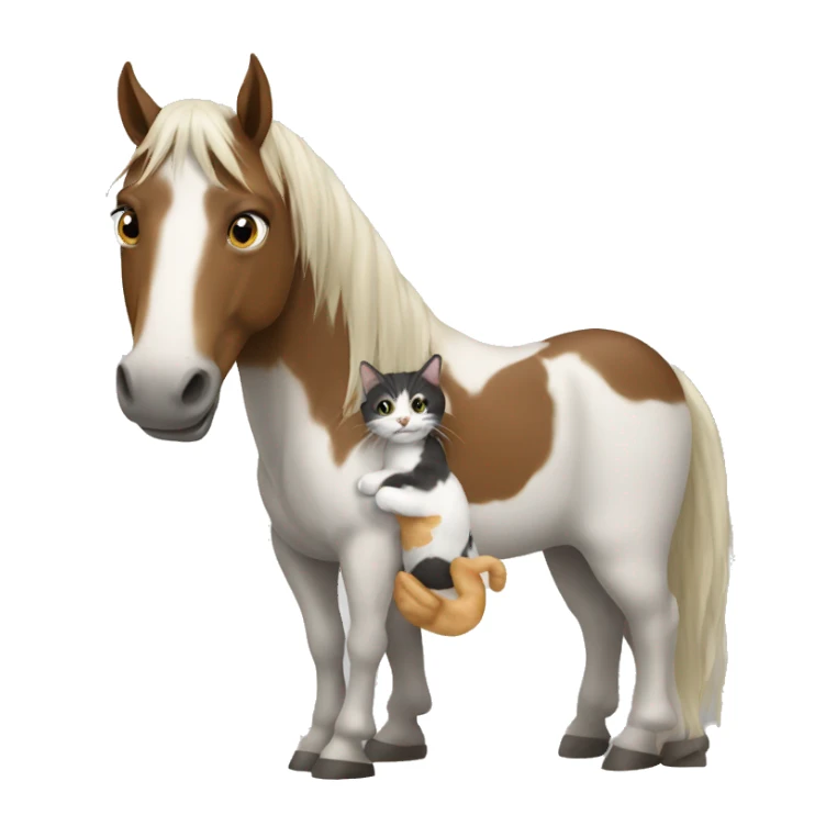 Horse holding a cat sticker