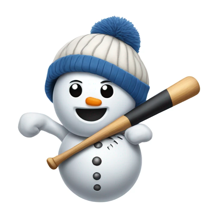 Snowman playing baseball  sticker