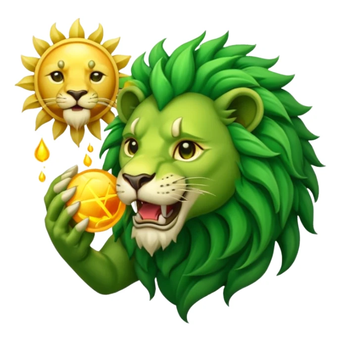 Alchemist style green lion devouring sun sticker