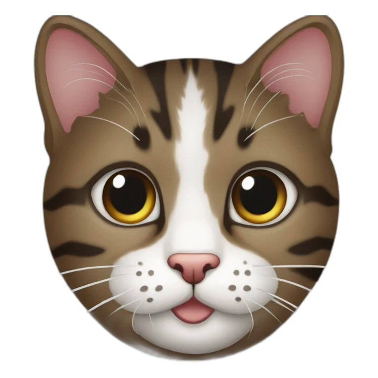a one-eyed dark tabby cat with white face markings sticker