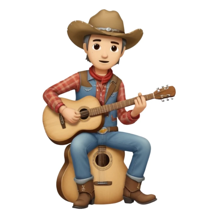 Cowboy playing guitar sticker