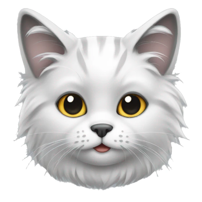 fluffy white and grey cat sitting sticker
