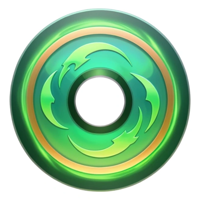 A minimalist CD disc with subtle green flames, glowing effect sticker