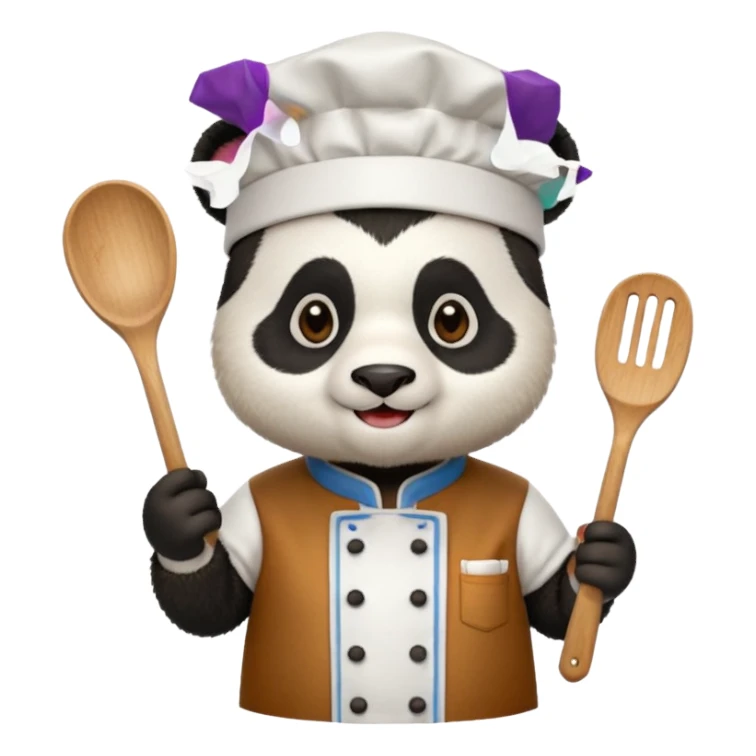 chef panda colorful chef costume sticker
