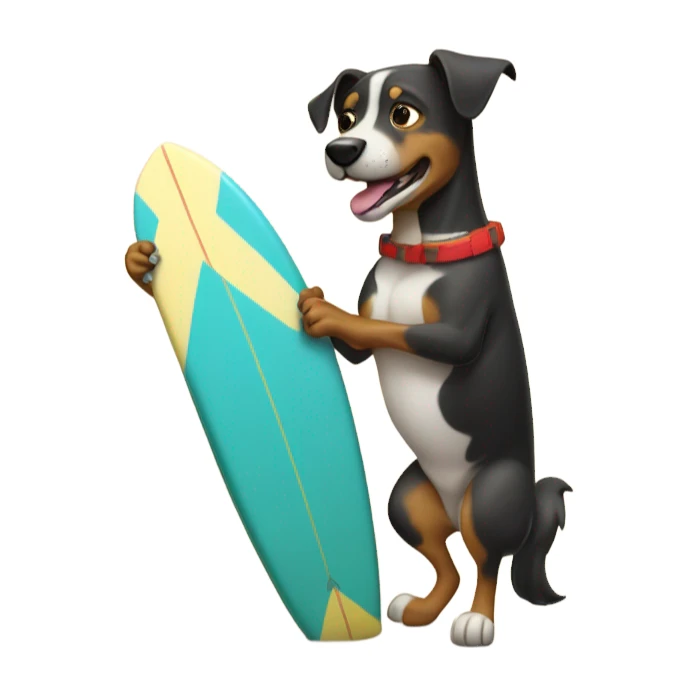 Un perro en una tabla de surf sticker