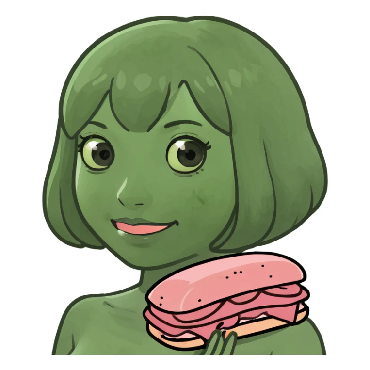 kawaii lady with spam meat   sticker
