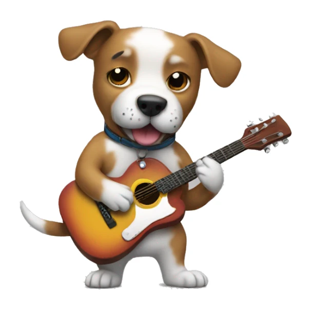 dog playing guitar sticker