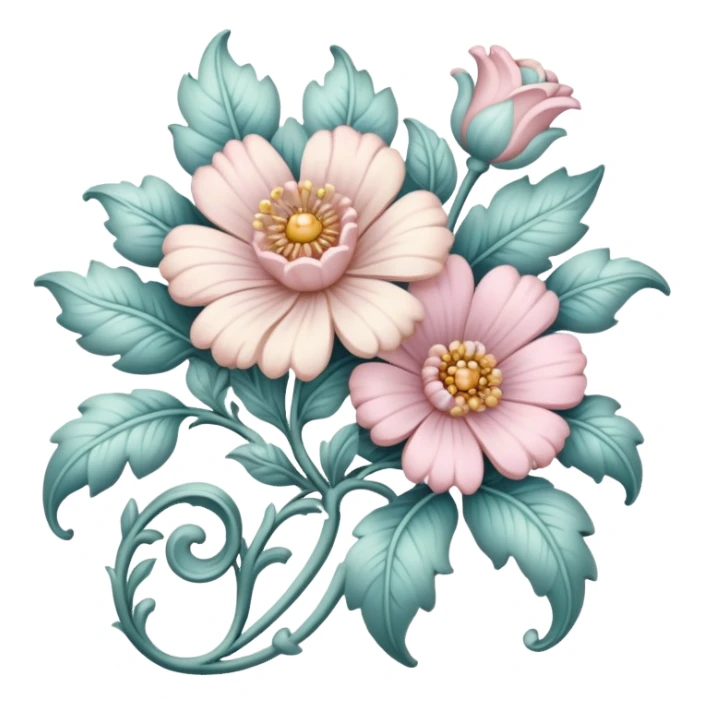 rococo flower in pastel colors sticker