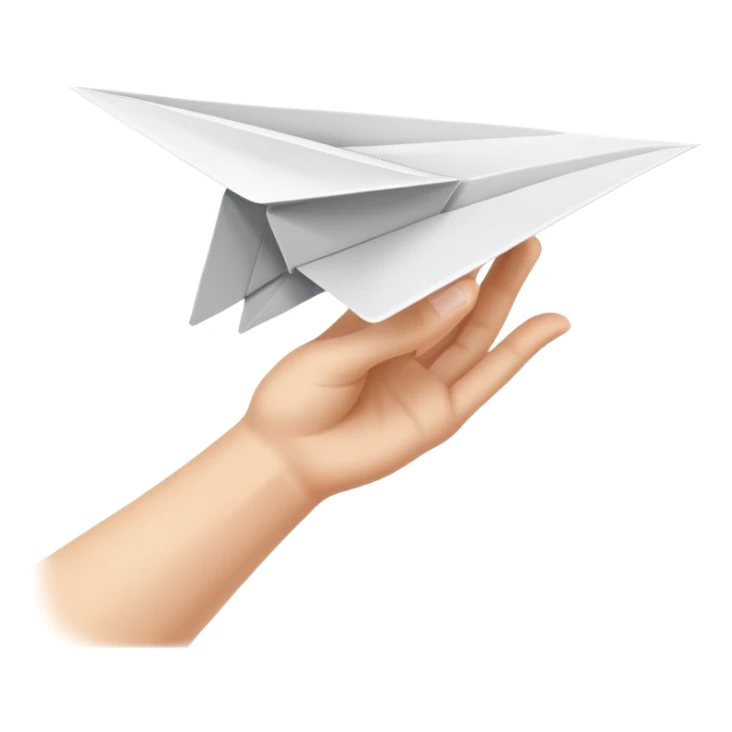 hand throwing a paper airplane, fun and dynamic sticker