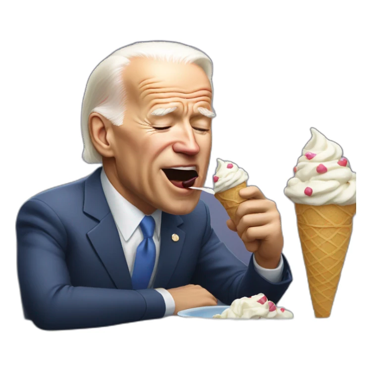 Joe Biden eating ice cream while sleeping sticker