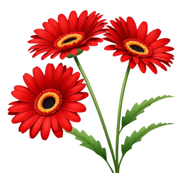 single Bright Red Gerbera Daisy, straight stem sticker