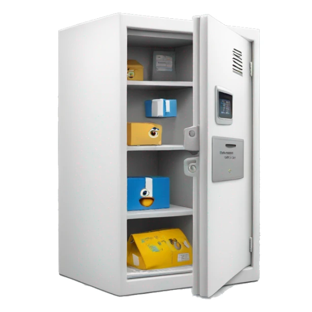 smart package locker, white, with screen sticker
