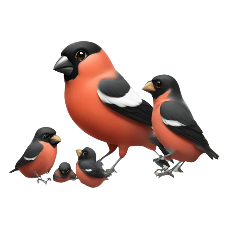 Bullfinch aduld and babies sticker