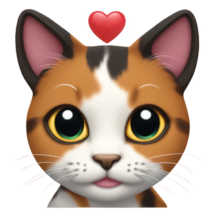 calico cat holding heart sticker