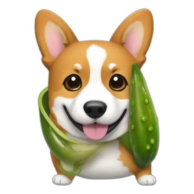 Corgi in a pickle costume and mask sticker