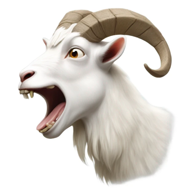 loudly screaming goat, side view, full white sticker