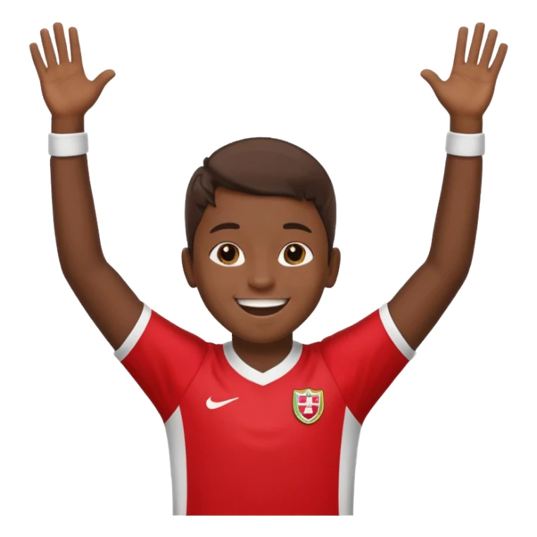 young soccer player with Peru uniform celebrating sticker