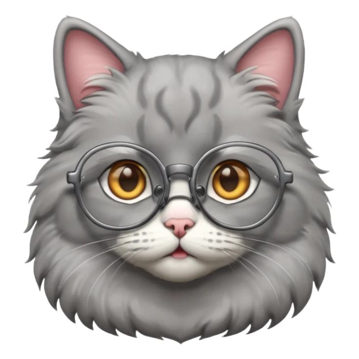 grey cat with glasses sticker