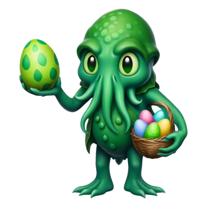 Cthulhu holding Easter eggs sticker