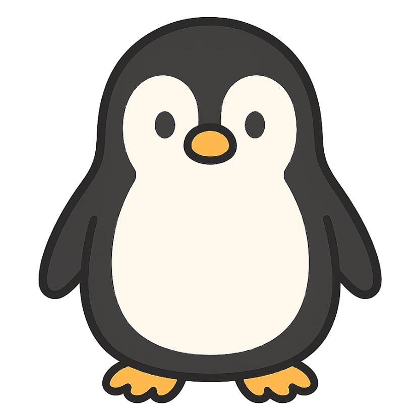flat toon style penguin sticker