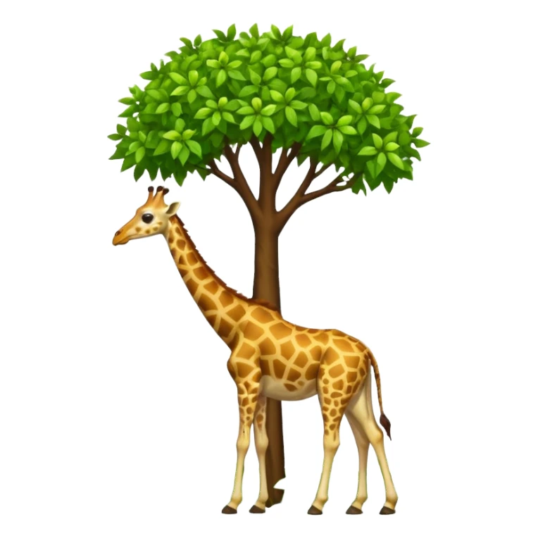giraffe eating leaves from a tree sticker