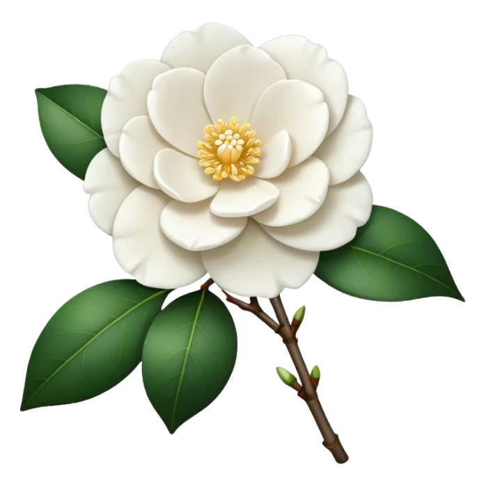single White Camellia, straight stem sticker