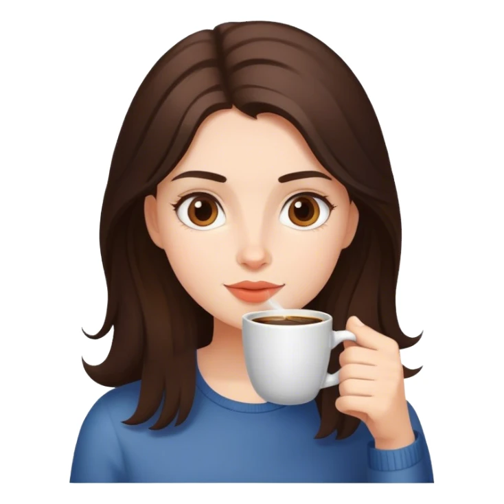 Brunette girl drinking coffee sticker