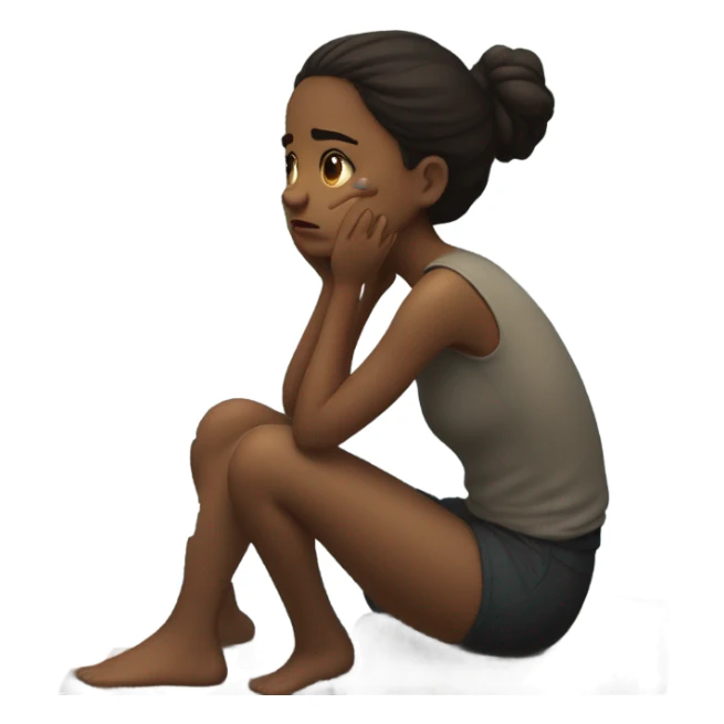 Girl crying by a river sticker
