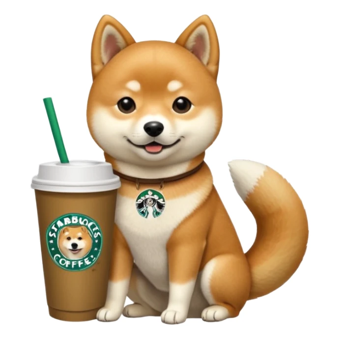 Shiba Jasper with starbucks cup sticker