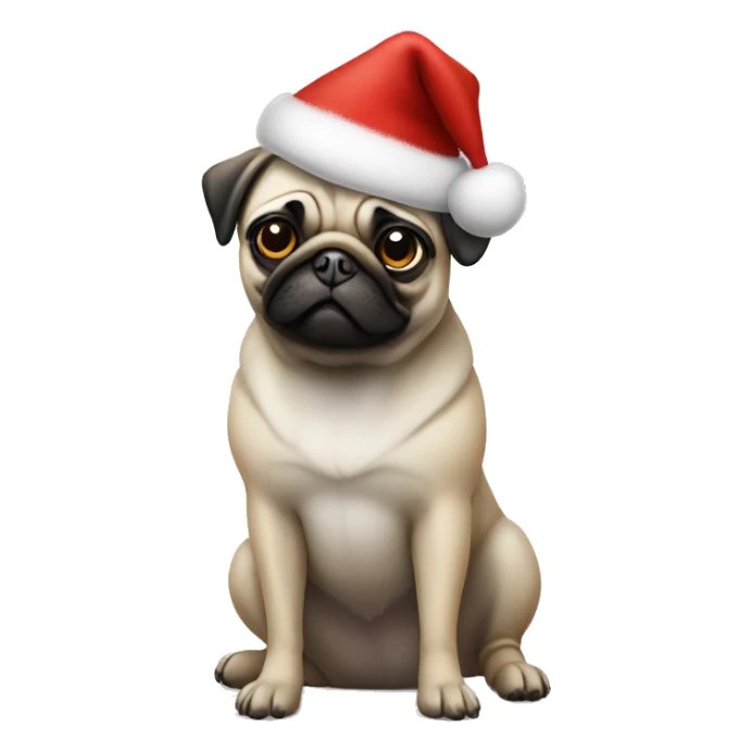 Pug in santas hat sticker