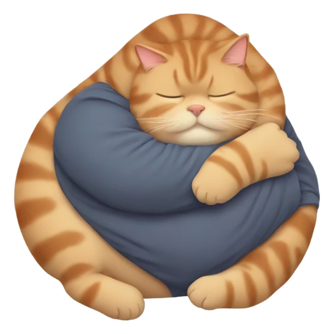 fat cat sleeping on baxters arm sticker