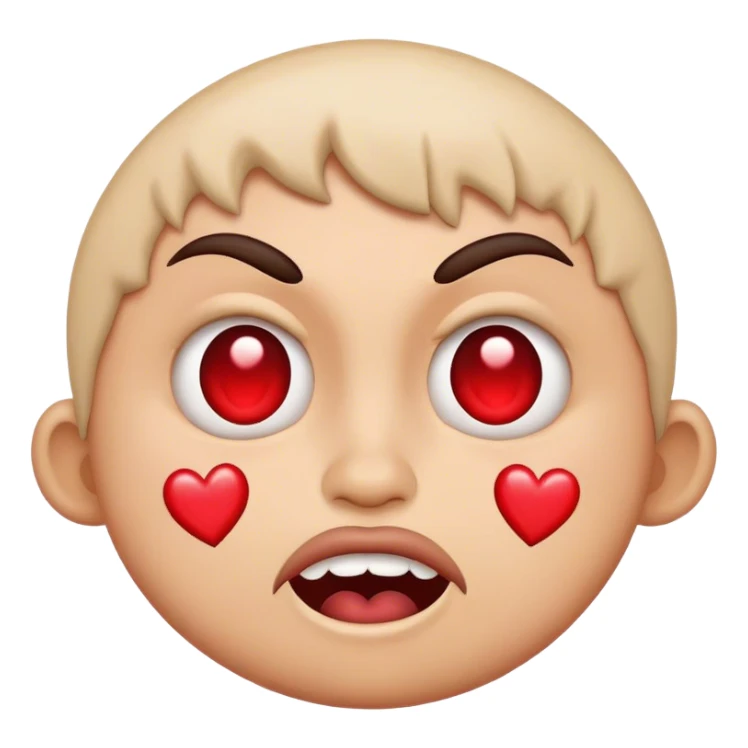 mad face with hearts sticker