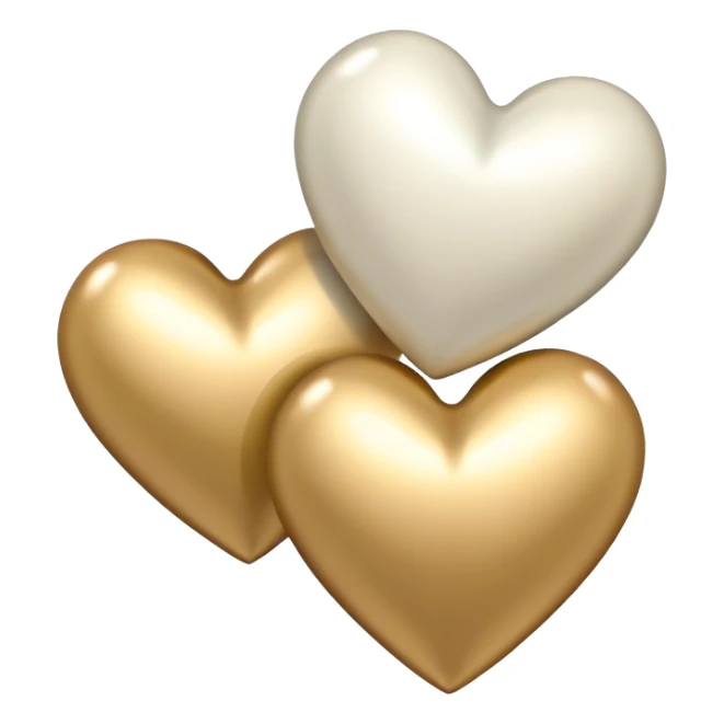 Two White heart  and beige gold heart sticker