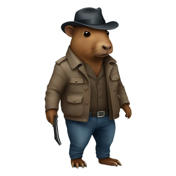 capibara detective wearing jean sticker
