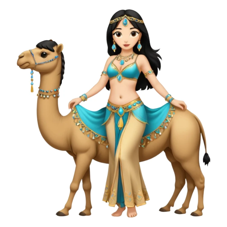 black hair belly dancer with camel sticker