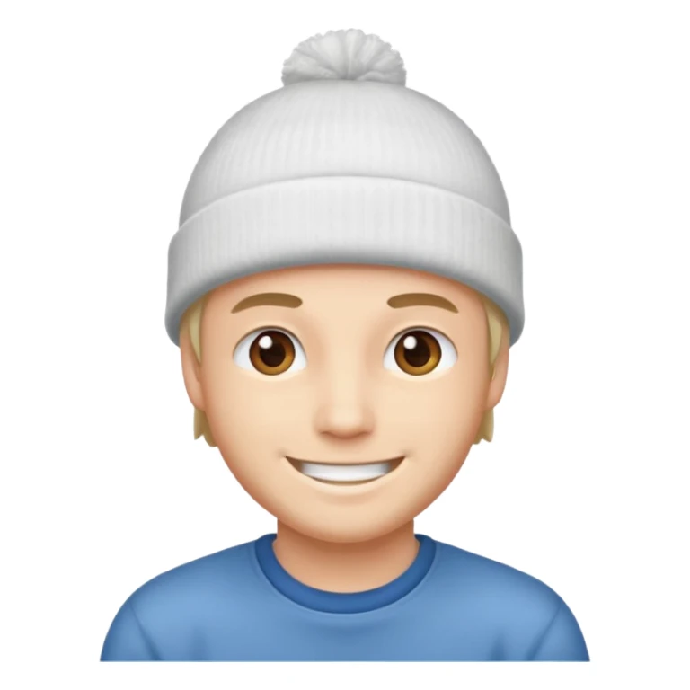 A guy head with white beanie sticker
