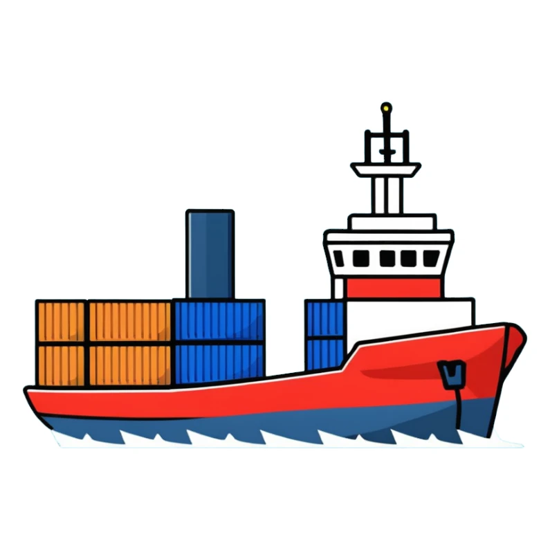 Cargo container ship in ocean sticker